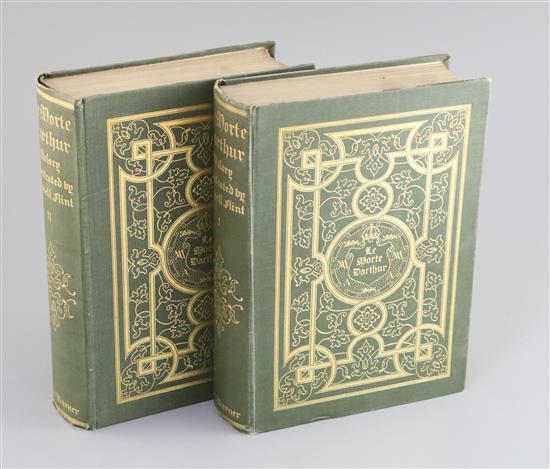 Malory, Thomas Sir - Le Morte Darthur, illustrated by W. Russell Flint, 2 vols, qto, green cloth gilt, 36 colour
